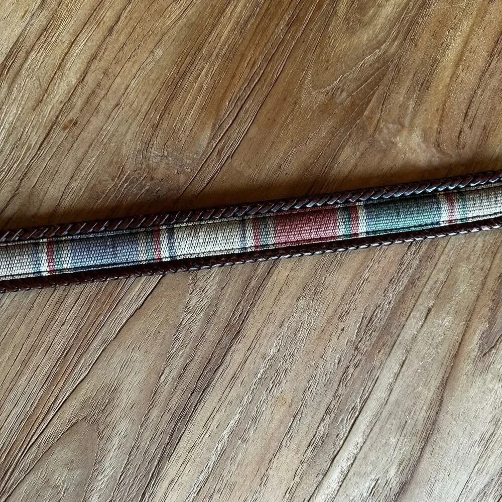 90’s Y2K Vintage Men’s Brown Leather Belt Woven Preppy Distressed Dad Grandpa 38